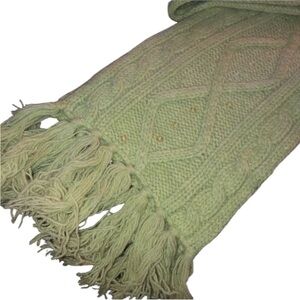 Knit hat & scarf set light green with sequin detail NWOT